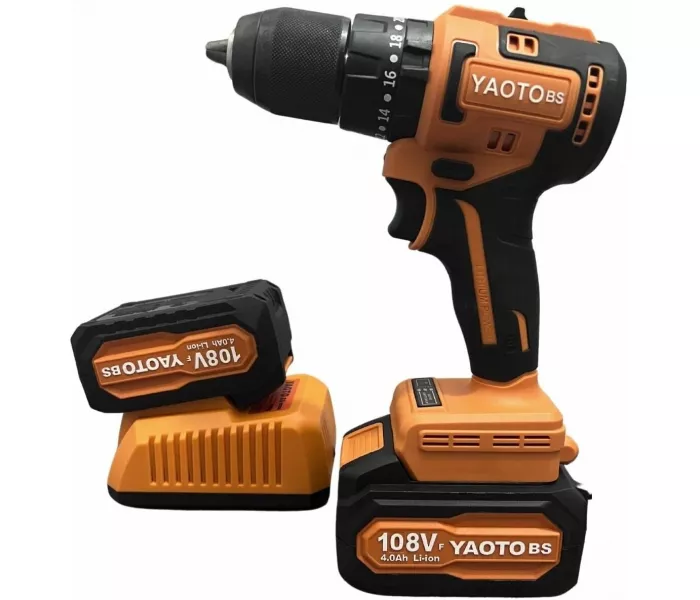 Шуруповёрт бесщёточный аккумуляторный ударный YAOTO bs 108v (75 Н/м ,2 Акб 4 Ач)