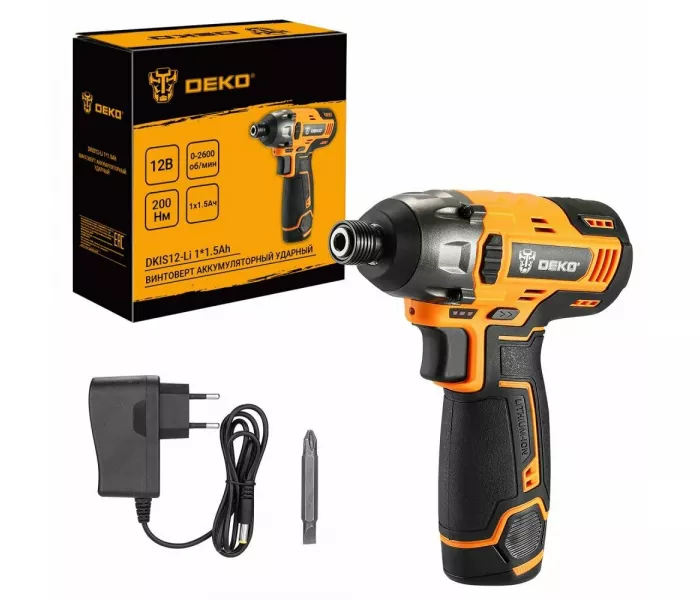 Аккумуляторный шуруповерт-гайковерт ударный 12V DEKO DKIS12 Li-Ion