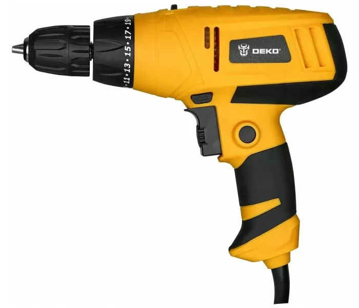 Дрель-шуруповерт сетевая DEKO DKD450+набор сверл 6 шт. (063-4281)