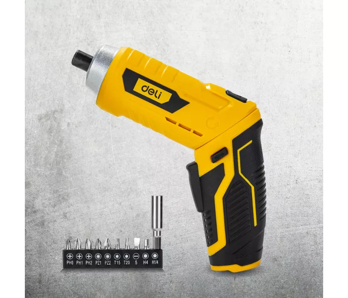 Отвертка аккумуляторная с поворотной рукоятью Deli DL-DP04-E2B1