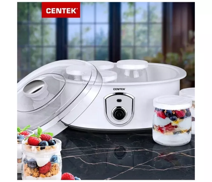 CENTEK, 7 стекл. баночек, прозрачная крышка, CT-1442