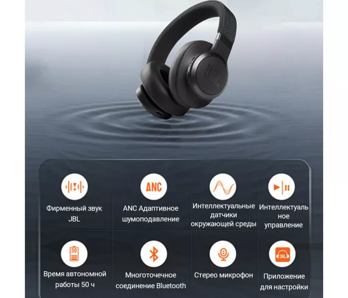 JBL Live 660NC, mini jack 3.5 mm, черный