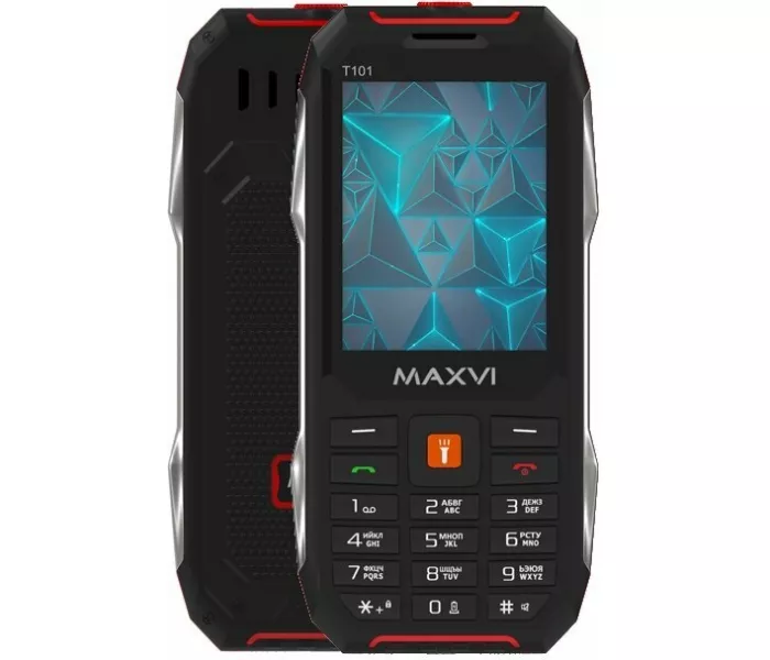 MAXVI T101, 2 micro SIM, черный/красный